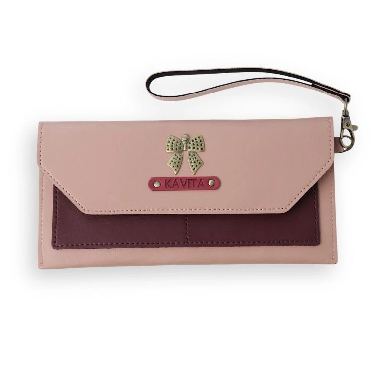 Baby Pink/Wine Personalized Dual Tone Women’s Wallet